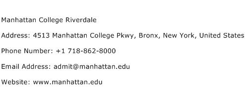 Manhattan College Riverdale Address Contact Number