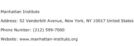 Manhattan Institute Address Contact Number