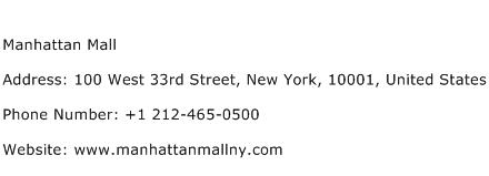 Manhattan Mall Address Contact Number