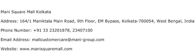 Mani Square Mall Kolkata Address Contact Number