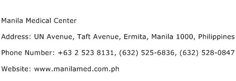 Manila Medical Center Address Contact Number