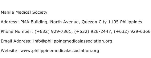 Manila Medical Society Address Contact Number