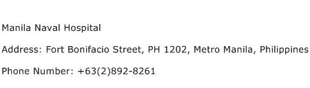 Manila Naval Hospital Address Contact Number