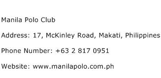 Manila Polo Club Address Contact Number