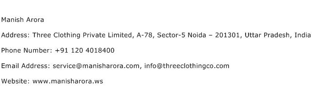 Manish Arora Address Contact Number