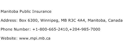 Manitoba Public Insurance Address Contact Number
