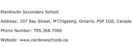 Manitoulin Secondary School Address Contact Number