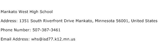 Mankato West High School Address Contact Number