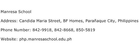 Manresa School Address Contact Number