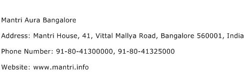 Mantri Aura Bangalore Address Contact Number