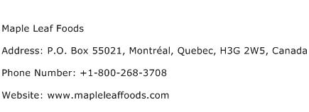 Maple Leaf Foods Address Contact Number