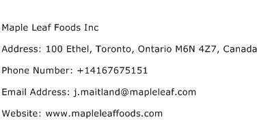 Maple Leaf Foods Inc Address Contact Number