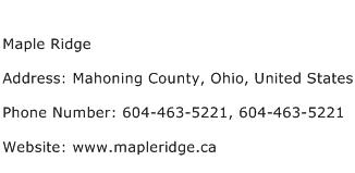 Maple Ridge Address Contact Number