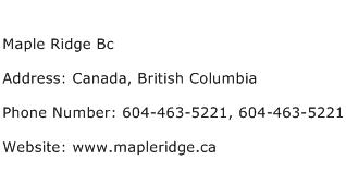 Maple Ridge Bc Address Contact Number