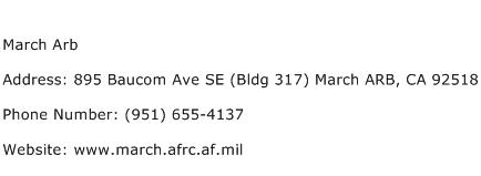 March Arb Address Contact Number