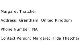 Margaret Thatcher Address Contact Number