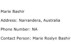 Marie Bashir Address Contact Number