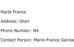 Marie France Address Contact Number
