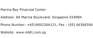 Marina Bay Financial Center Address Contact Number