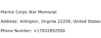 Marine Corps War Memorial Address Contact Number