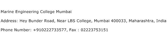 Marine Engineering College Mumbai Address Contact Number