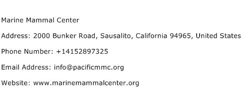 Marine Mammal Center Address Contact Number