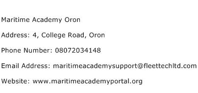 Maritime Academy Oron Address Contact Number