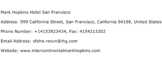Mark Hopkins Hotel San Francisco Address Contact Number