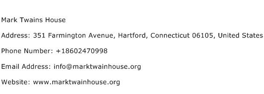 Mark Twains House Address Contact Number