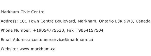 Markham Civic Centre Address Contact Number