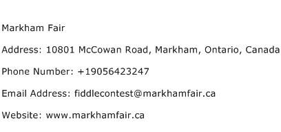 Markham Fair Address Contact Number