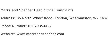 Marks and Spencer Head Office Complaints Address Contact Number