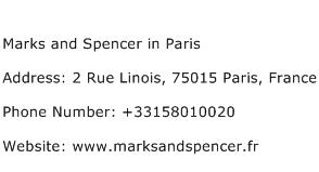 Marks and Spencer in Paris Address Contact Number
