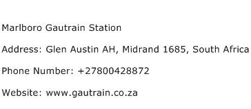 Marlboro Gautrain Station Address Contact Number