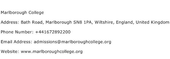 Marlborough College Address Contact Number