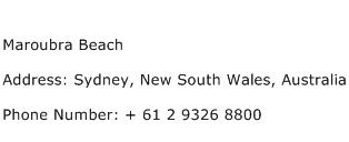 Maroubra Beach Address Contact Number