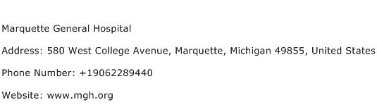 Marquette General Hospital Address Contact Number