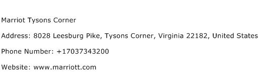 Marriot Tysons Corner Address Contact Number