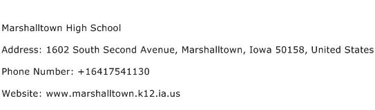 Marshalltown High School Address Contact Number