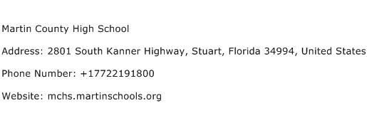 Martin County High School Address Contact Number