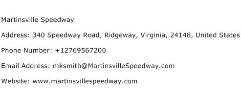 Martinsville Speedway Address Contact Number