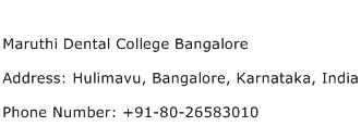 Maruthi Dental College Bangalore Address Contact Number