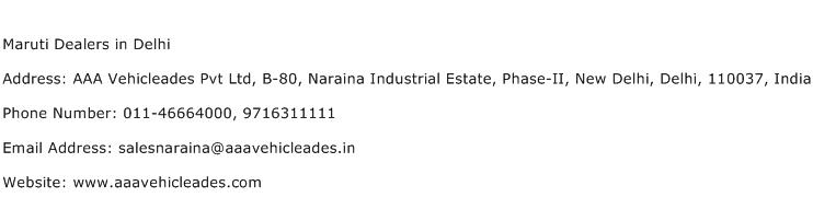 Maruti Dealers in Delhi Address Contact Number