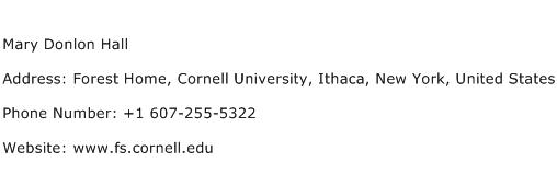 Mary Donlon Hall Address Contact Number
