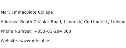 Mary Immaculate College Address Contact Number