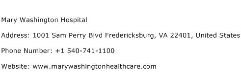 Mary Washington Hospital Address Contact Number