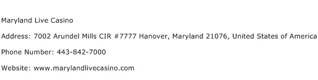 Maryland Live Casino Address Contact Number