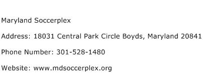 Maryland Soccerplex Address Contact Number