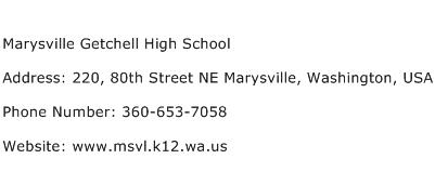 Marysville Getchell High School Address Contact Number