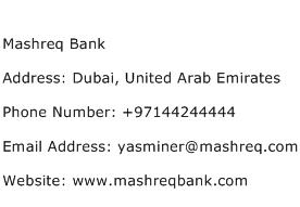 Mashreq Bank Address Contact Number